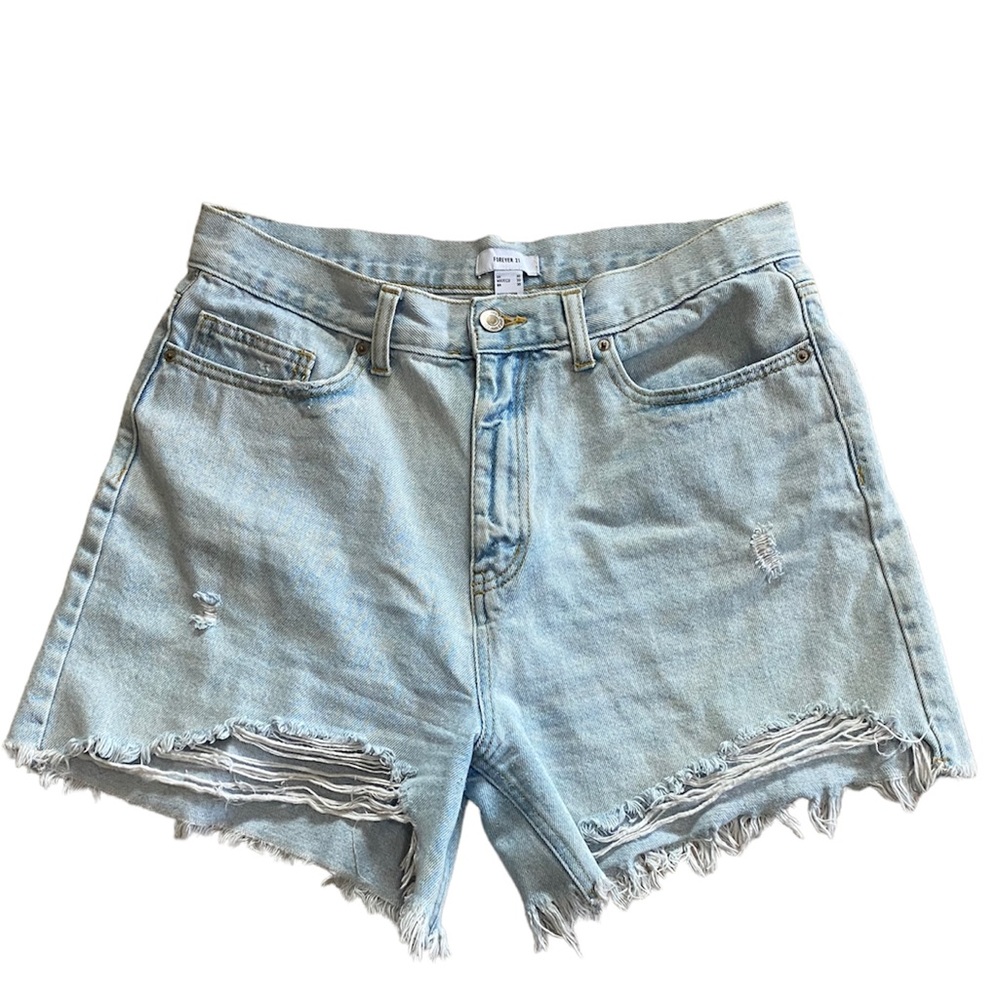 Women’s Light Wash Jean Distressed Shorts by Forever 21 Size 30